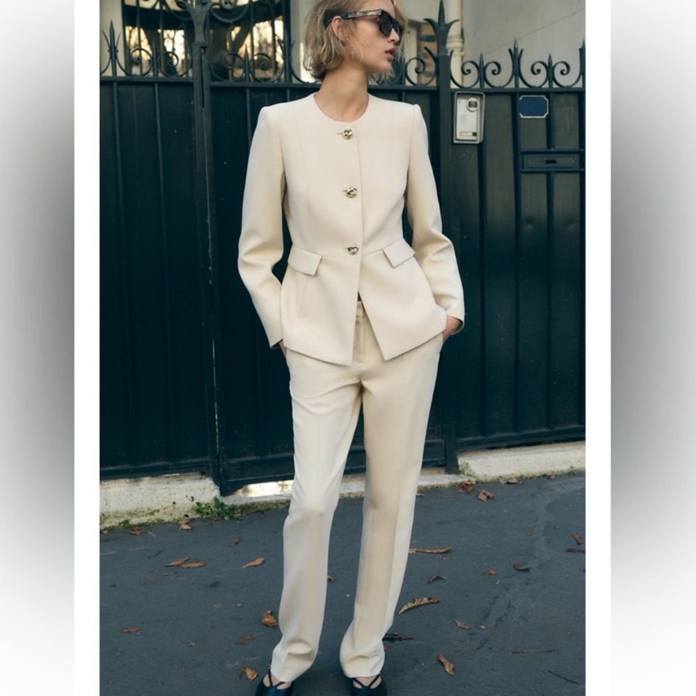 Zara Cream Women's Blazer Set 2pc